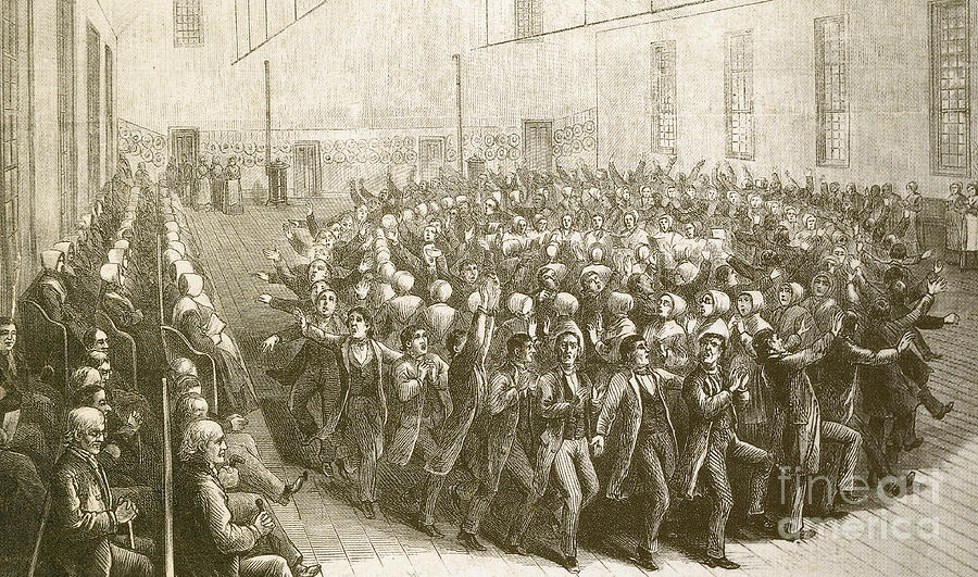 Shaker communal worship with dance