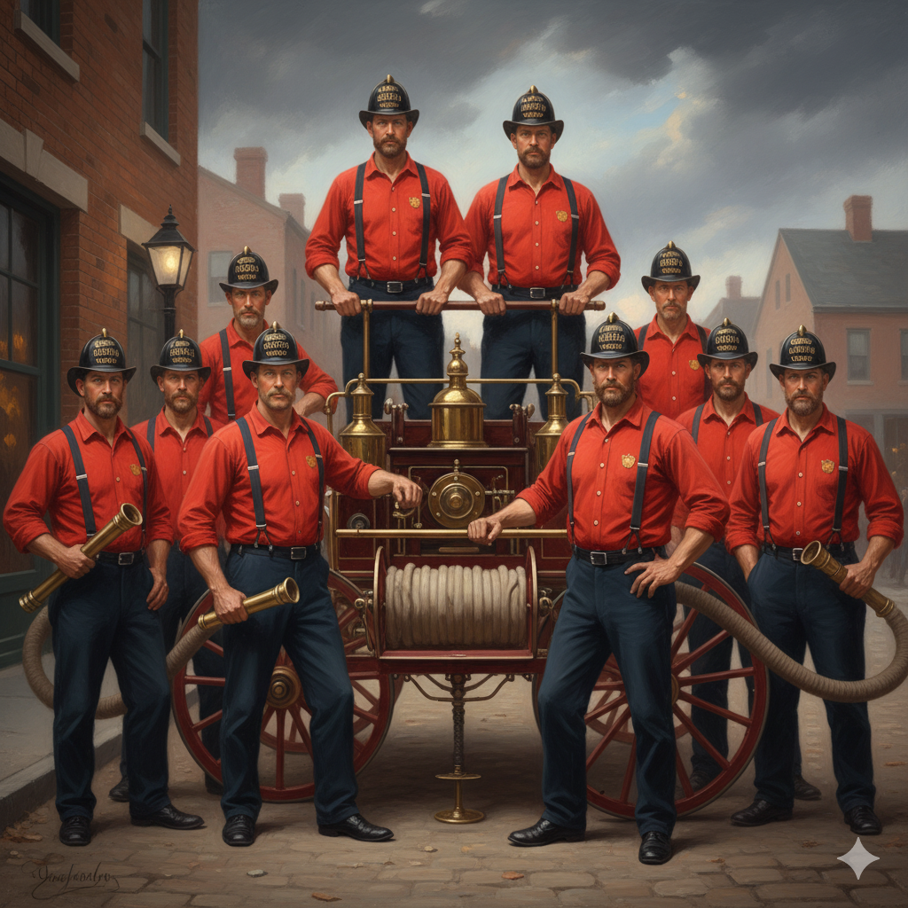 Volunteer fire company group portrait