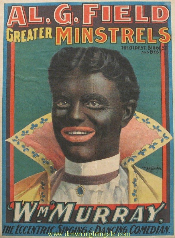 Historical blackface performance—disturbing racist imagery shown for critique and analysis.