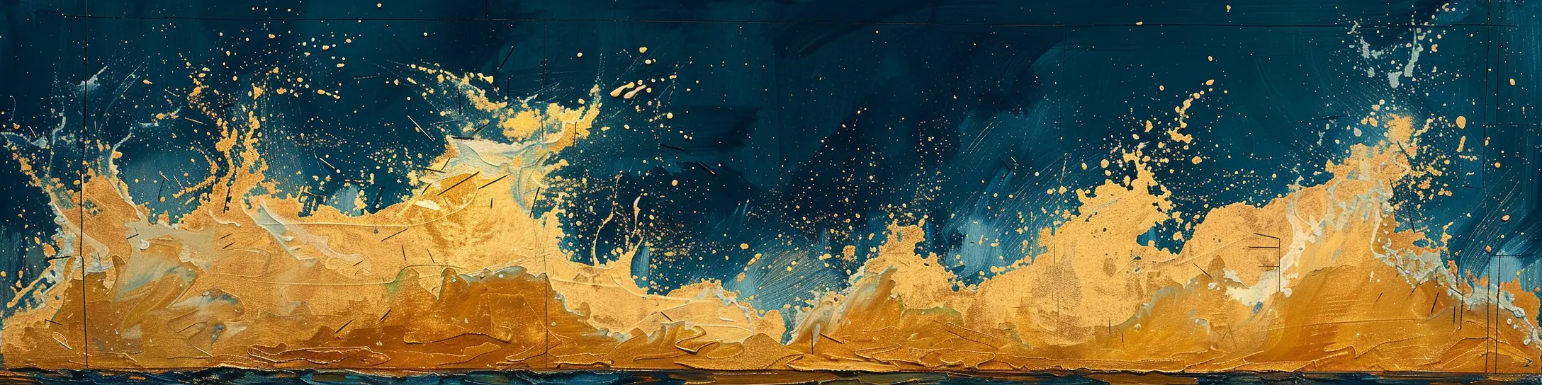 Amber torrent flooding a beige field with small home shapes nearly submerged (Alcoholic Republic)