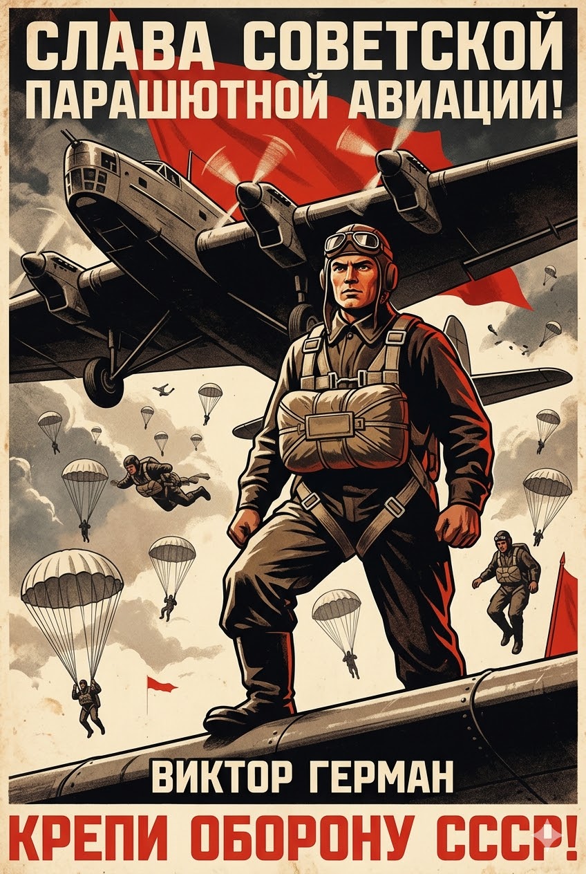 Soviet parachutist 1930s propaganda poster aviation sport state spectacle
