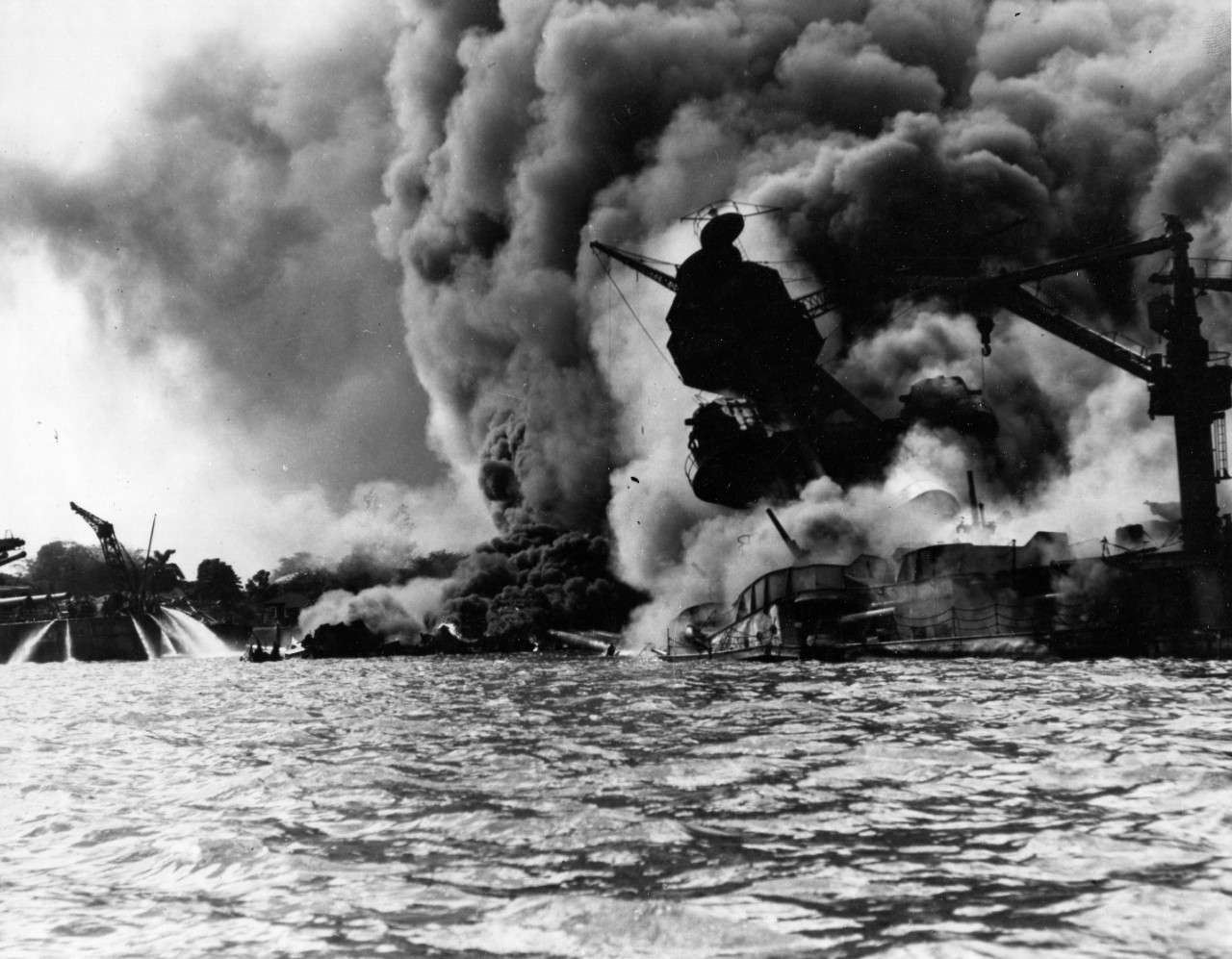 USS Arizona burning Pearl Harbor attack December 7 1941