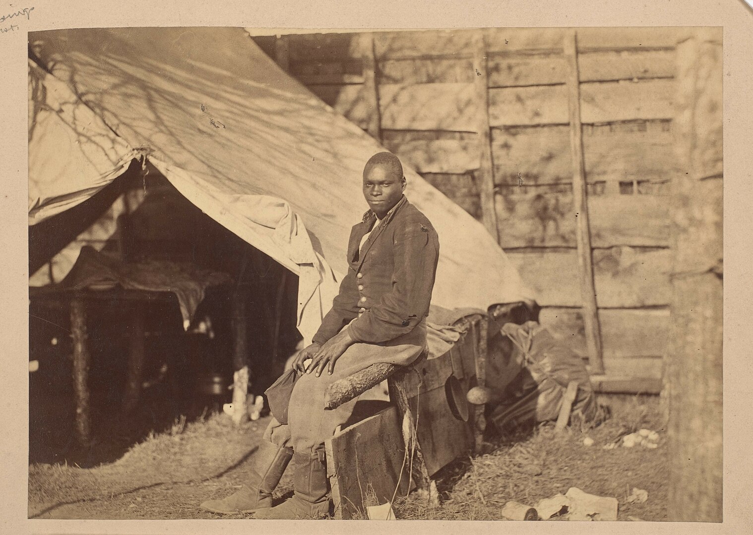 Black Soldier in Camp