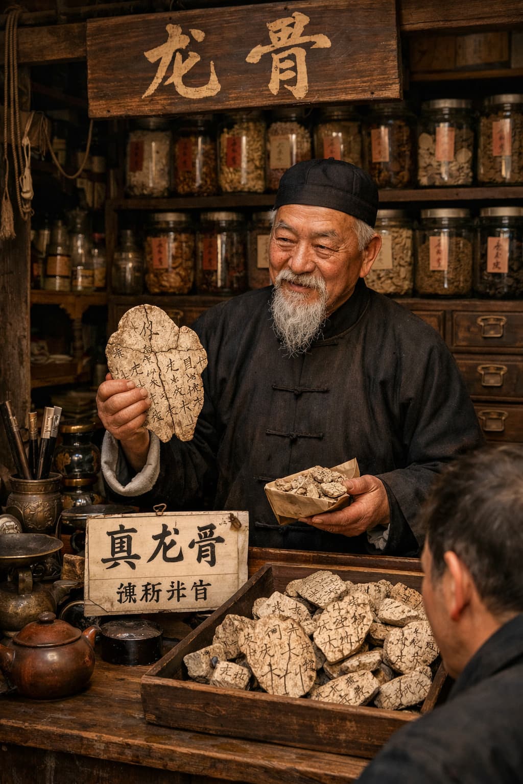 Oracle bone fragments with ancient inscriptions