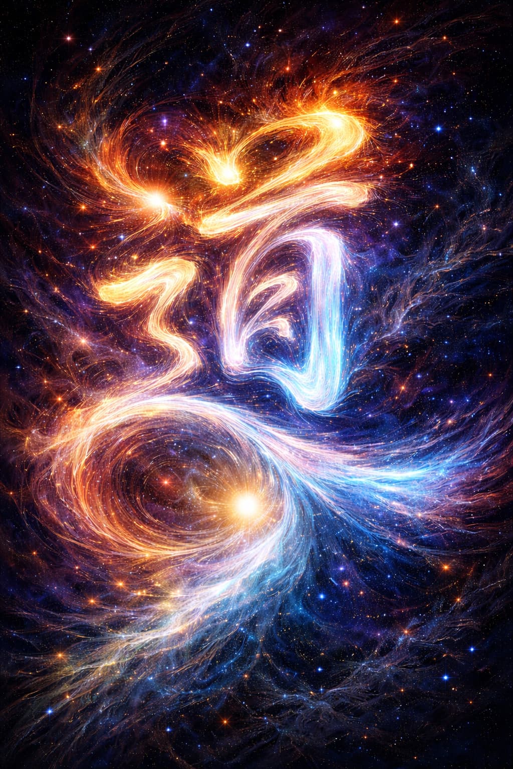Symbolic representation of the Dao as swirling cosmic patterns