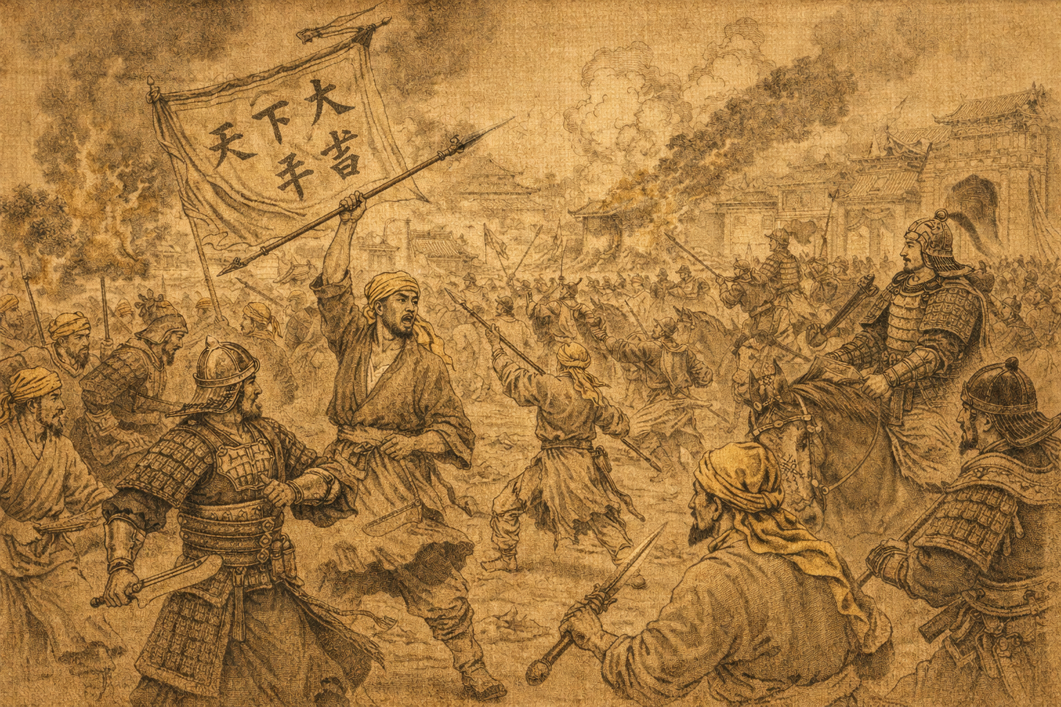 Yellow Turban Rebellion Han dynasty peasant uprising 184 CE battle scene