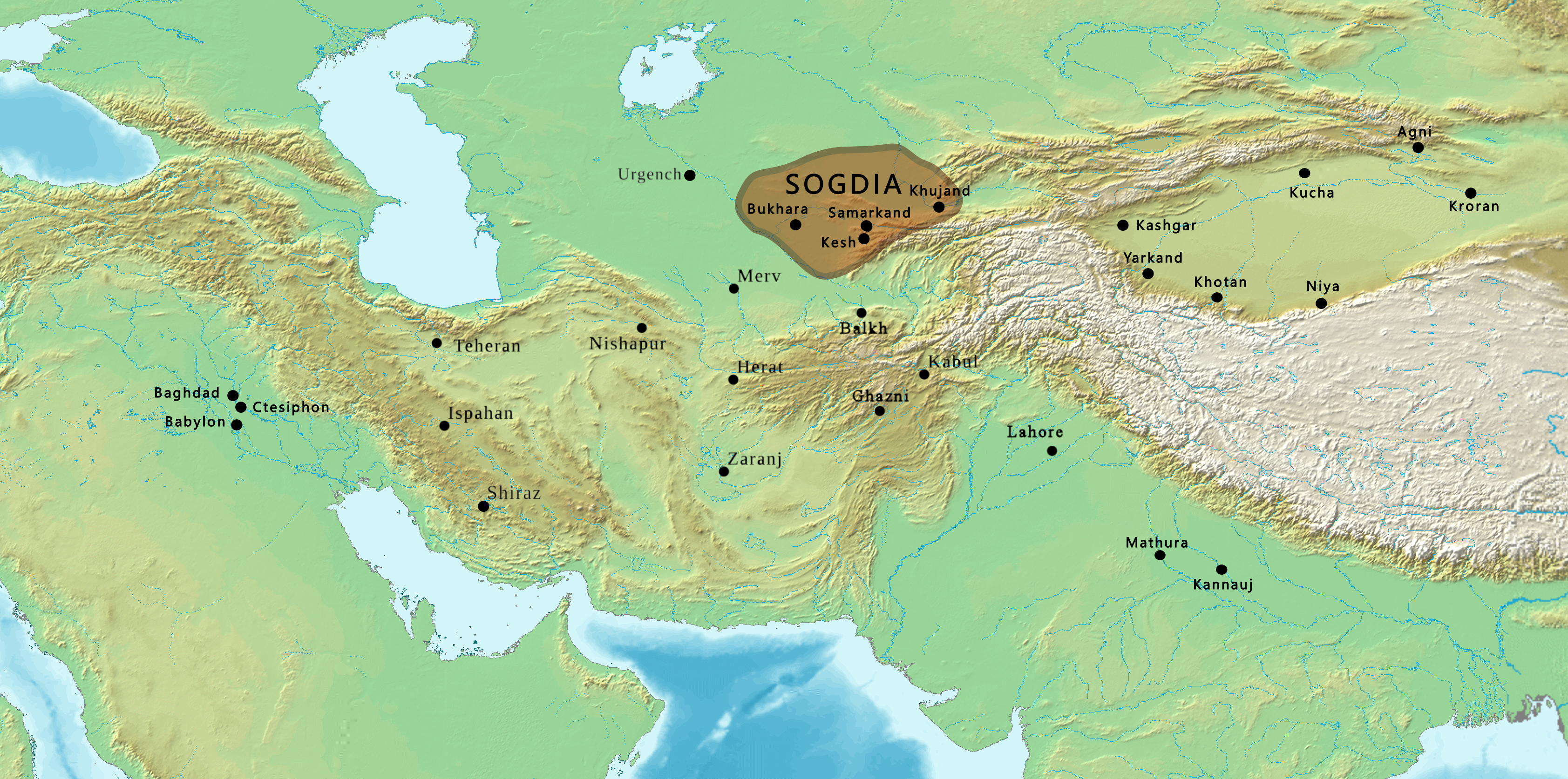 Map of Sogdia Central Asia Silk Road hub region