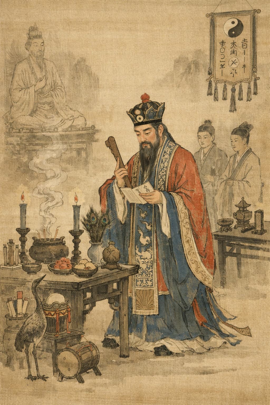 Daoist priest performing ritual