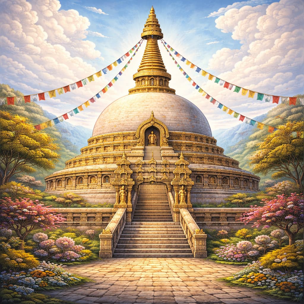Buddhist stupa monument used for relics and pilgrimage