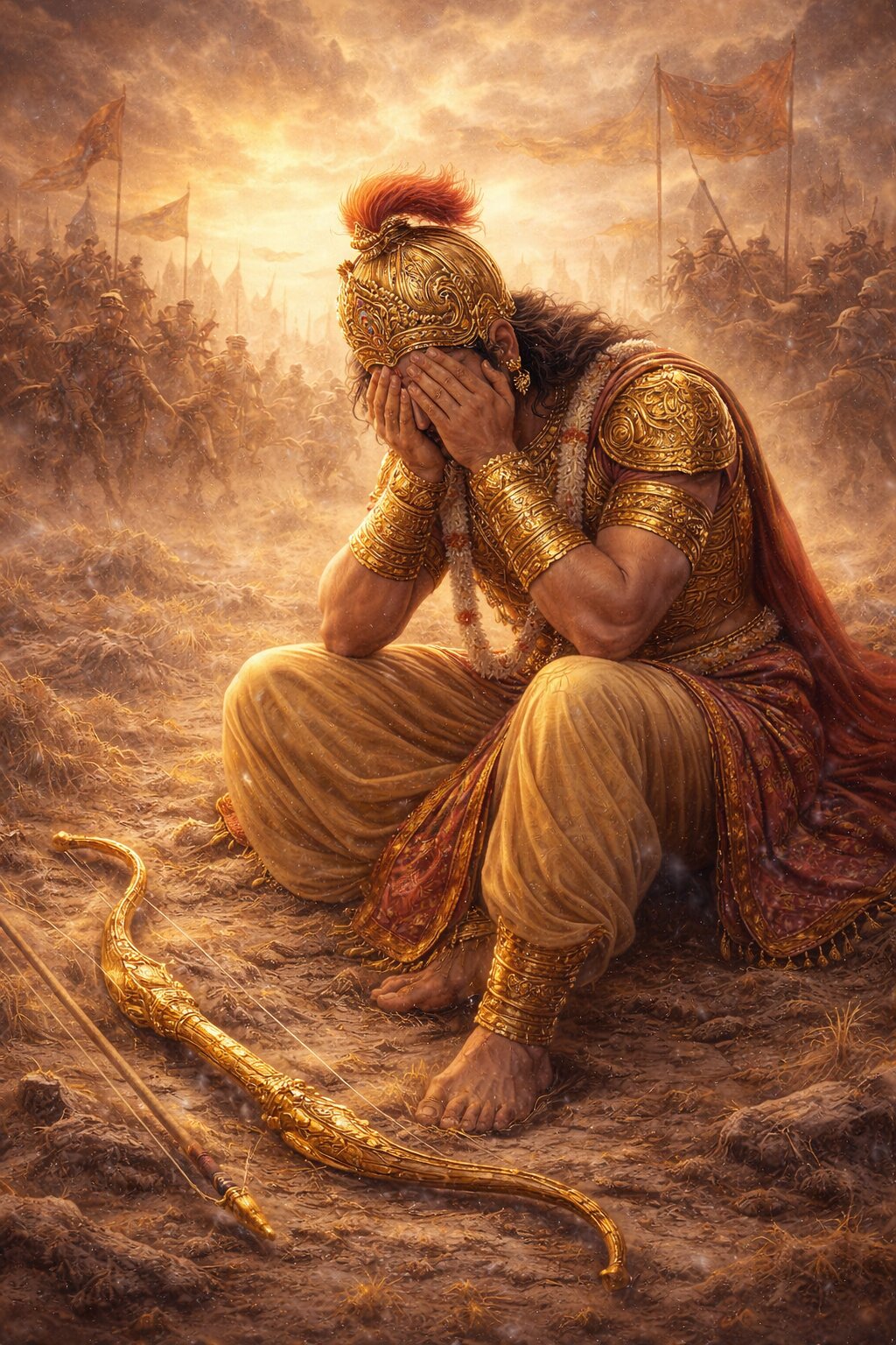 Arjuna's moral dilemma on the battlefield