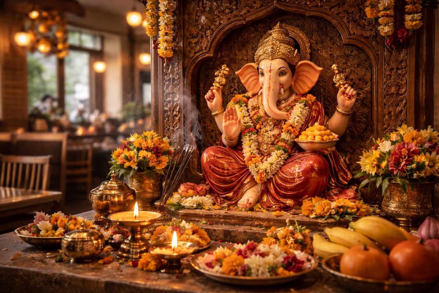 Ganesha shrine representing Hindu devotional practice